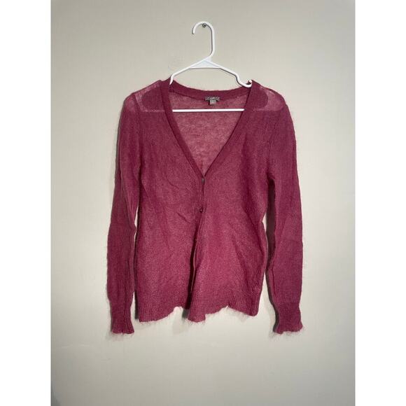 J.Jill Mohair and Wool Blend Cardigan in Wine Color - Picture 1 of 8